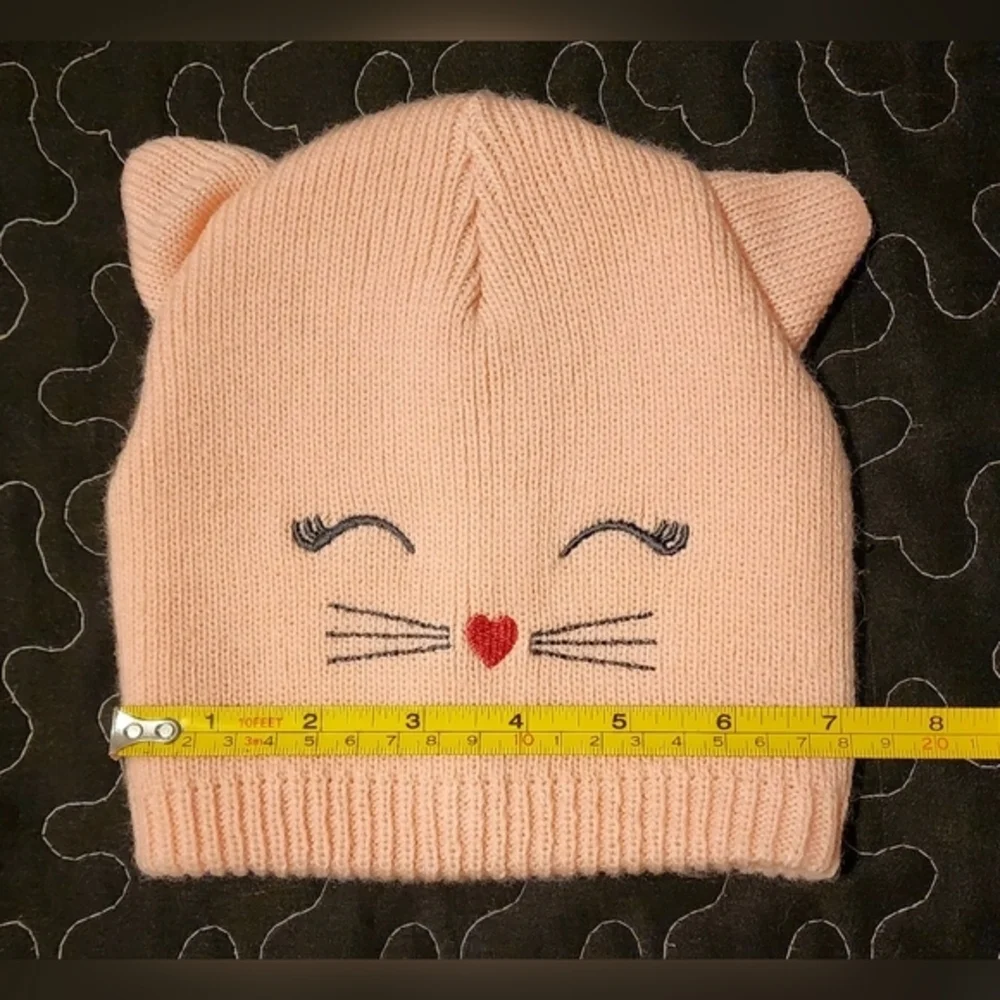 Girl's Kitten Cat Winter Beanie Hat. Pink Size 2T-3T‎